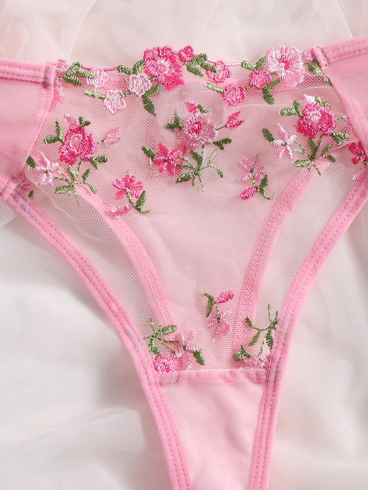 Blush Bloom Sheer Lingerie Set