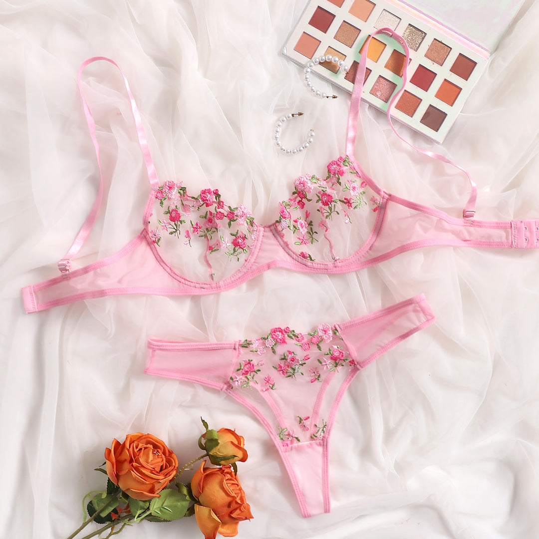 Blush Bloom Sheer Lingerie Set