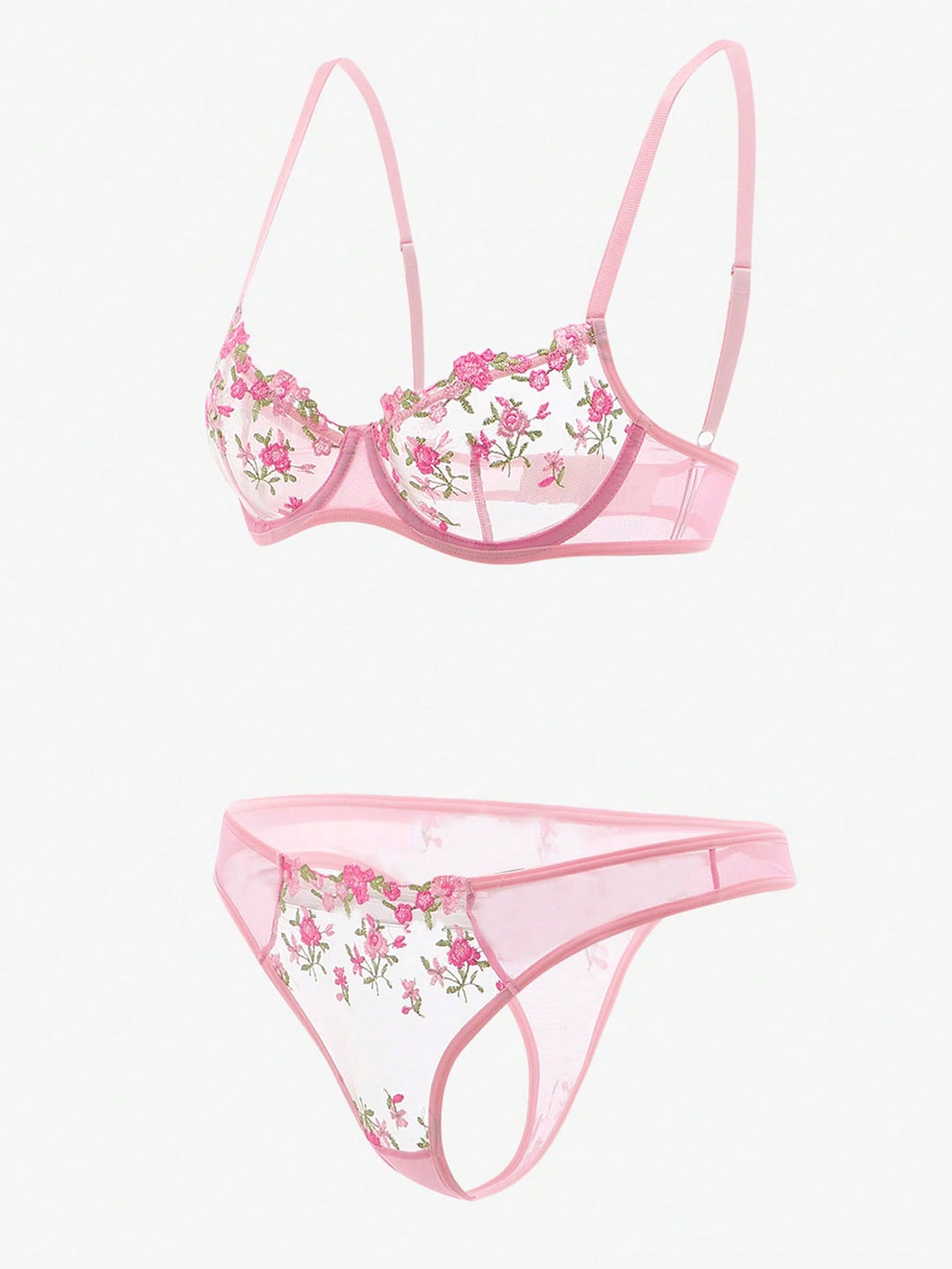 Blush Bloom Sheer Lingerie Set