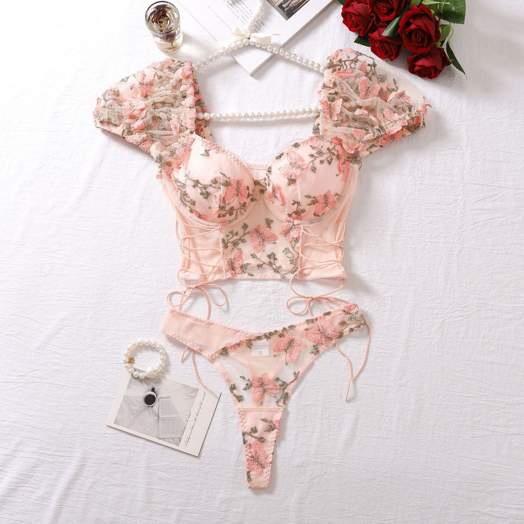 Fairy Wings Puff Sleeve Corset Lingerie Set