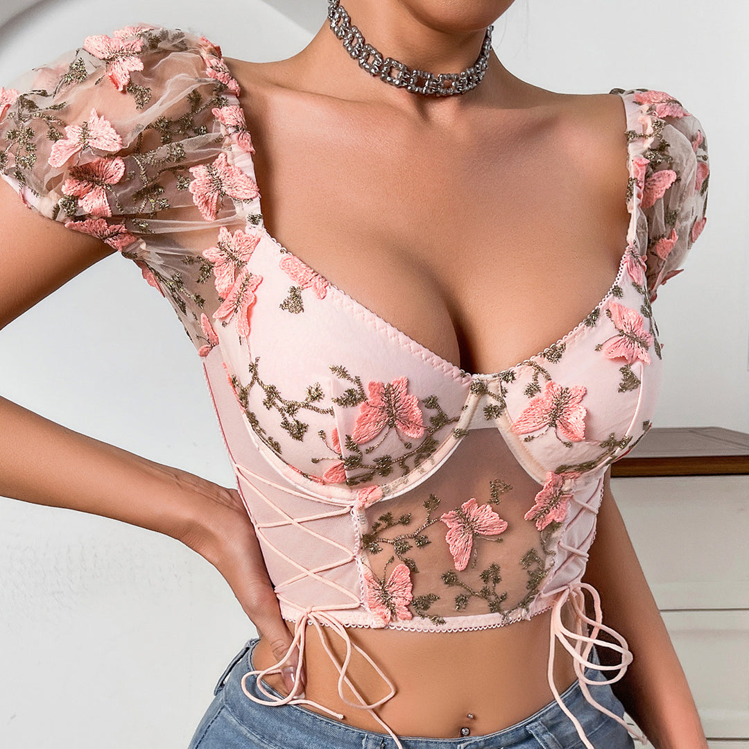 Fairy Wings Puff Sleeve Corset Lingerie Set