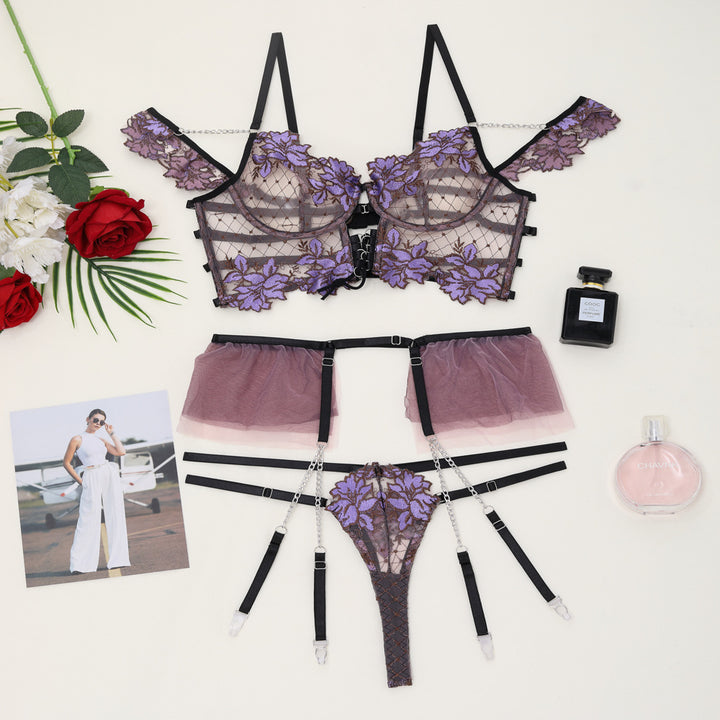 Lilac Fantasy Lace Harness Lingerie Set
