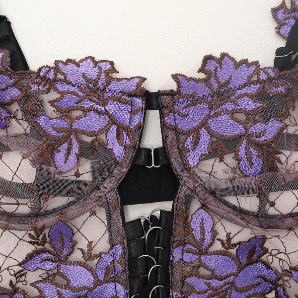 Lilac Fantasy Lace Harness Lingerie Set