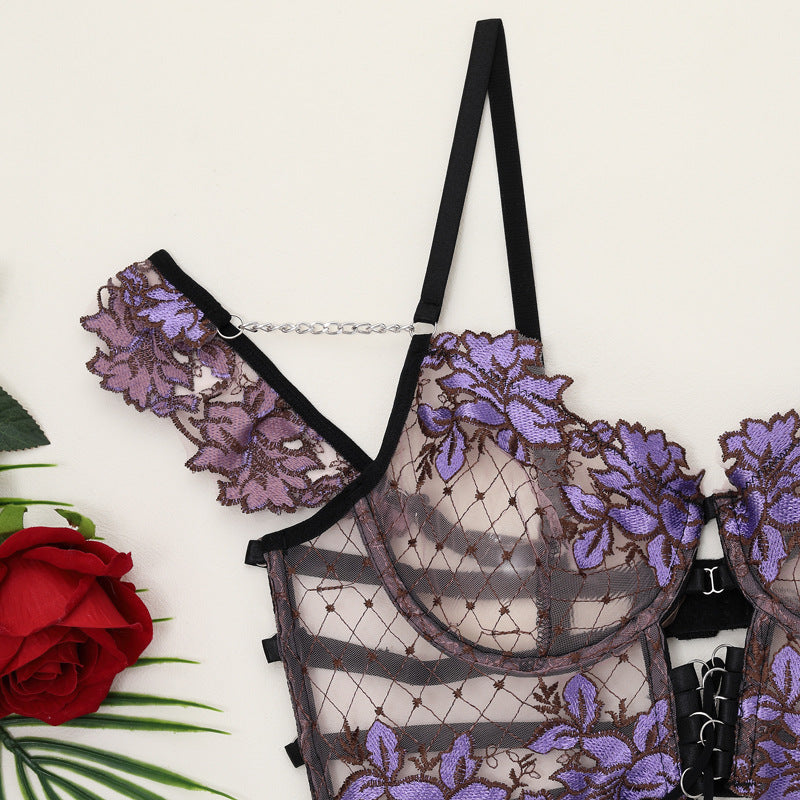 Lilac Fantasy Lace Harness Lingerie Set