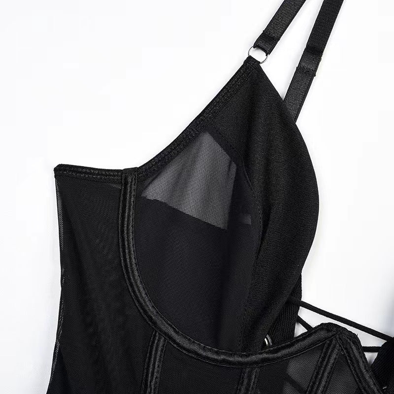 Midnight Temptation Sheer Corset Set