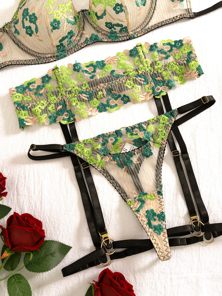 Neon Bloom 4-Piece Lingerie Set