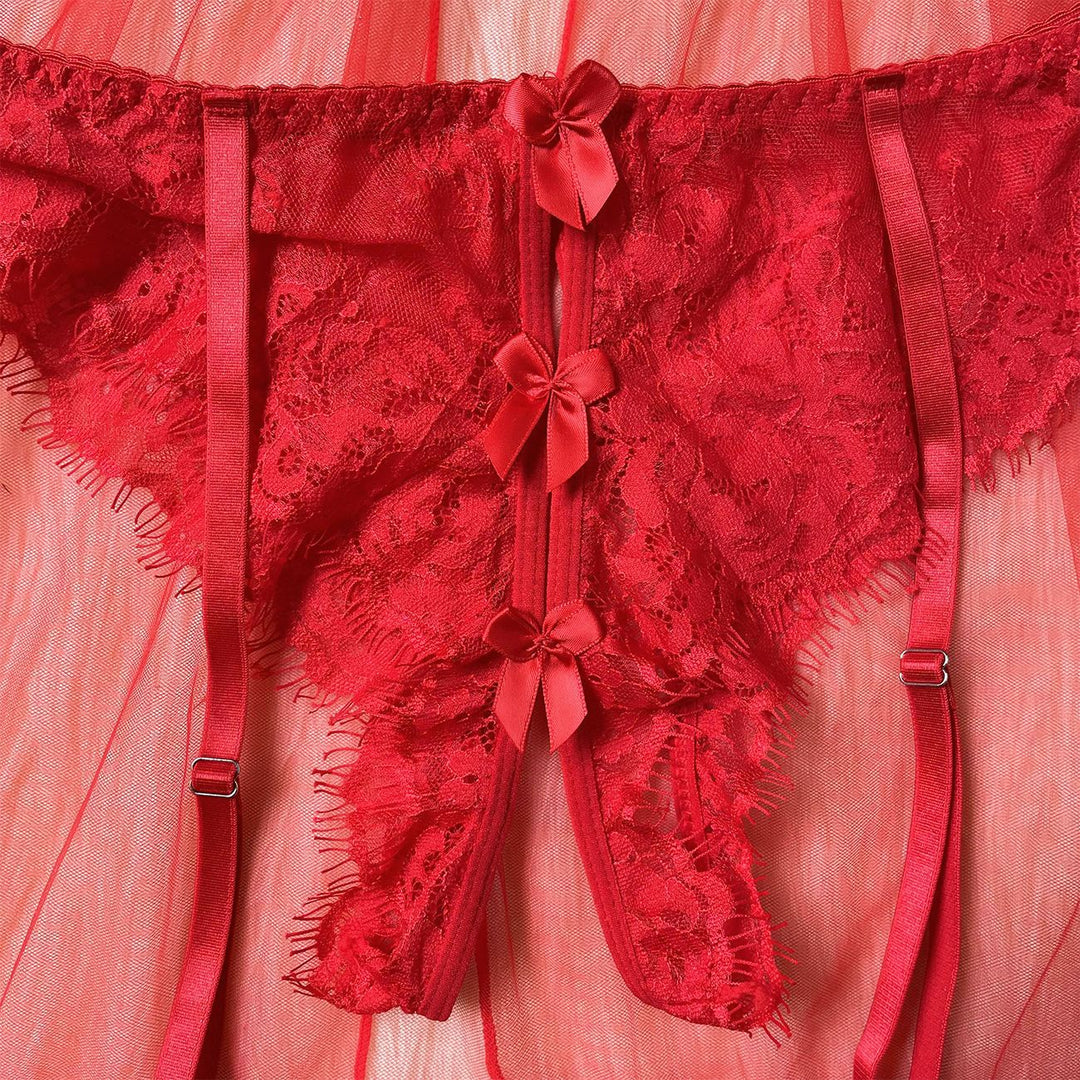 Scarlet Bloom 2-Piece Lace Babydoll Set