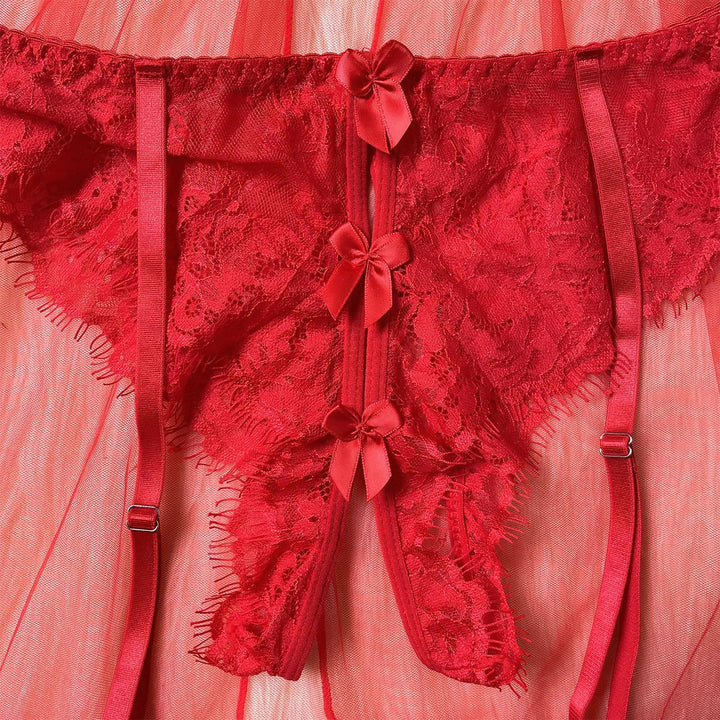 Scarlet Bloom 2-Piece Lace Babydoll Set