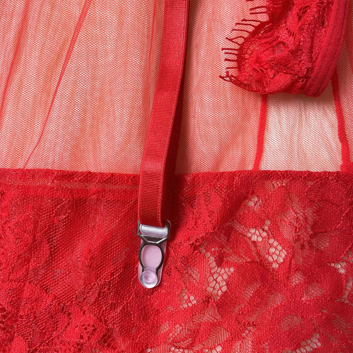 Scarlet Bloom 2-Piece Lace Babydoll Set